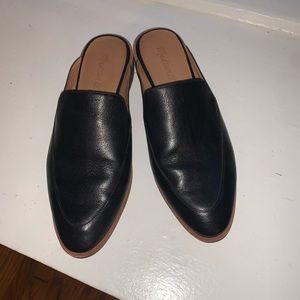 Black Leather Madewell Mules